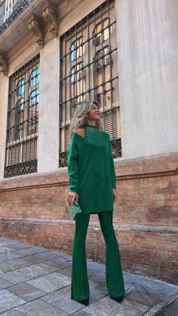 BOND verde glitter, (CODIGO FIESTA) pantalón