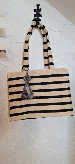 VALI rayas beige/negro, bolso