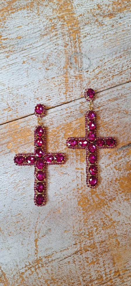 CRUZ fucsia, pendientes