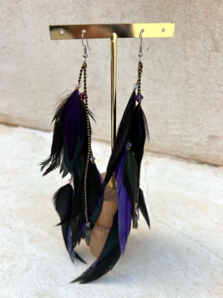 COLISEO morado, pendientes de pluma