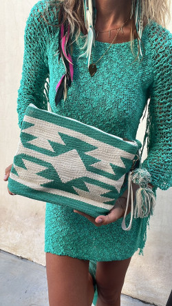 DARA beige/verde, bolsa de mano