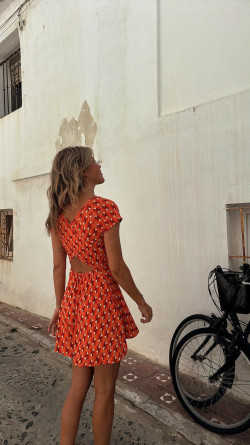 TEQUILA naranja, vestido corto