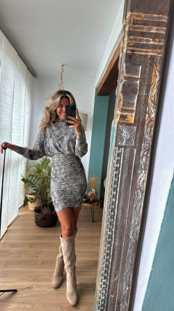 BARCELONA gris glitter, vestido corto