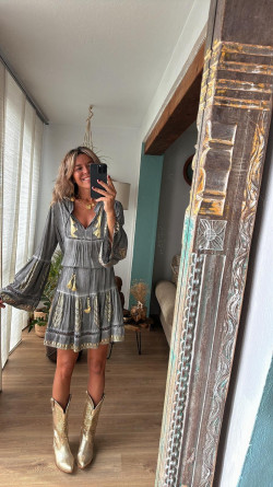 PREA gris/oro, vestido corto