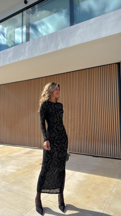 LOLA ,negro/plata ,vestido .