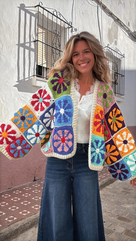 CARABINA blanca, chaqueta crochet