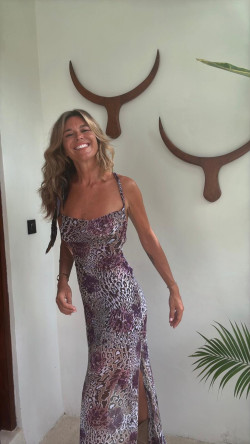 VERA leopardo morado, vestido largo