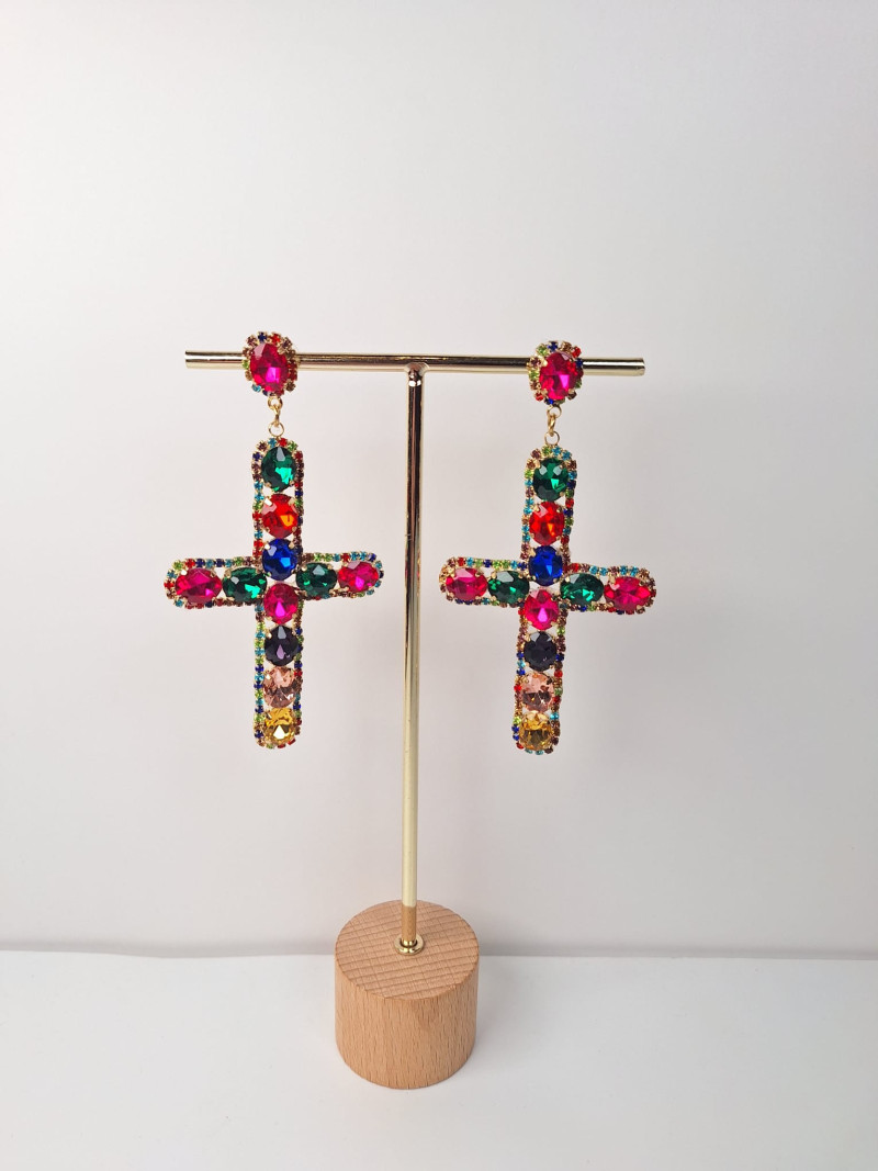 CRUZ multicolor, pendientes