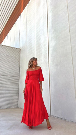 ADELAIDA rojo, vestido largo